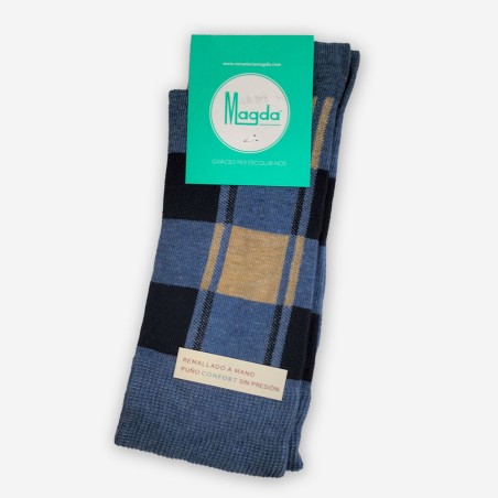 Calcetines Mujer Cuadros Algodón Sin Costuras y Puño Anti-Presión