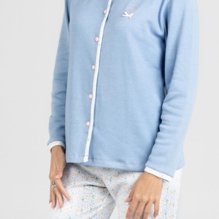 Pijama Pettrus en Punto de Algodón Abierto Sin Puños
