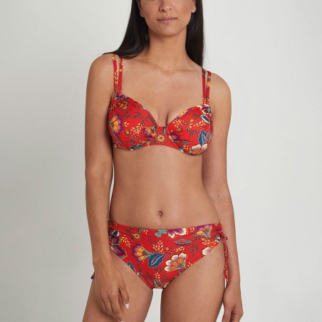 Bikini Floral con Aros y Copas Extraíbles - Docor Rojo