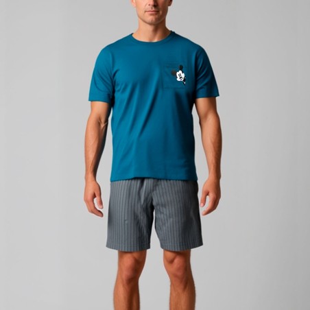 Pijama Corto de Algodón para Hombre Mickey Mouse - Dark Elephant