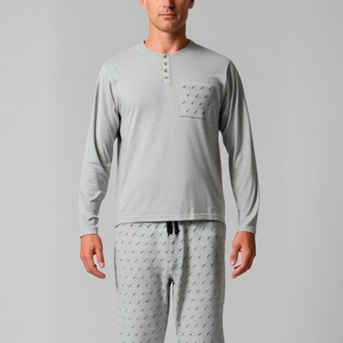 Pijama de Hombre Entretiempo Dark Elephant - Manga Larga y Cuello Henley