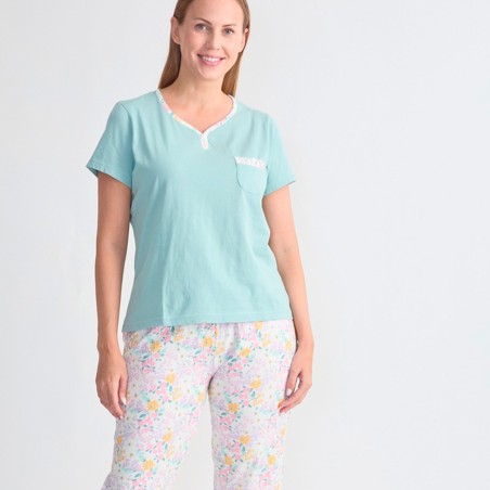 Pijama de Verano Pirata para Mujer en Algodón Fresco Diassi