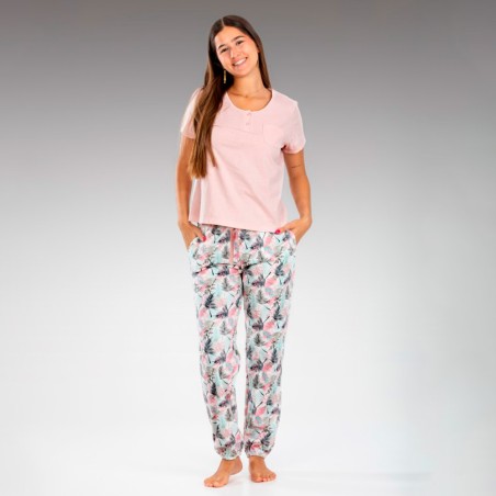Pijama de Manga Corta y Pantalón Largo Tobillero con Bolsillos Pettrus