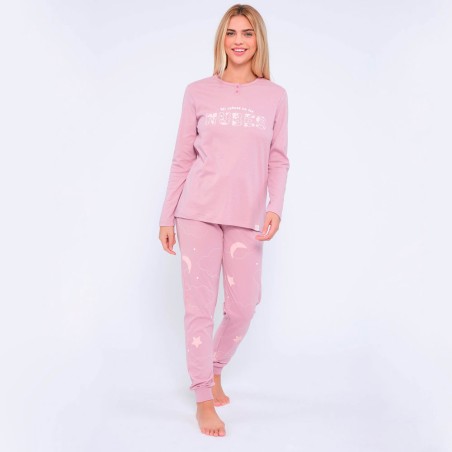 MuyDemi Pijama de invierno Mujer de algodón con bolsillos Nubes