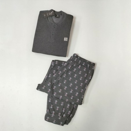 Pijama Hombre Rachas & Abreu de Algodón Perchado con Puños