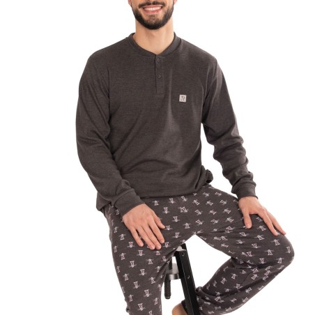 Pijama Hombre Rachas & Abreu de Algodón Perchado con Puños