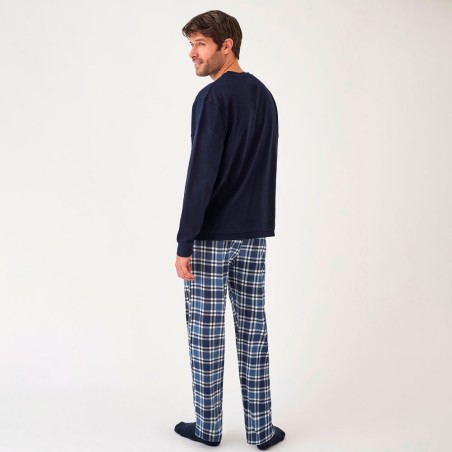 Pijama Promise Hombre Azul Marino Algodón Suave y Corte Sport