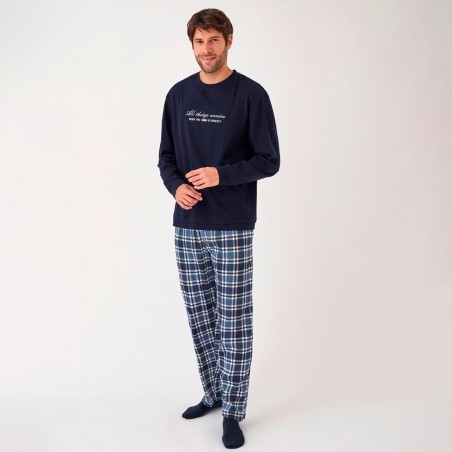 Pijama Promise Hombre Azul Marino Algodón Suave y Corte Sport