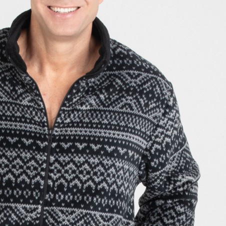 Bata Polar Corta Hombre Pettrus Cremallera y Estampado Nórdico