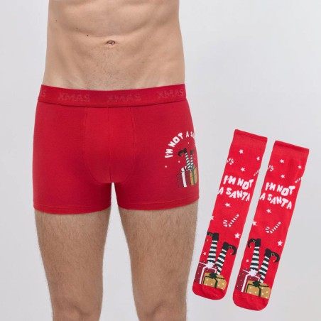 Bóxer de Algodón Navideño con Calcetines a Juego para Hombre